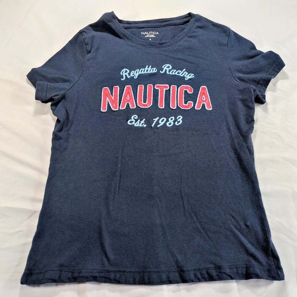 Nautica Regatta Racing Graphic T-Shirt Navy Blue Size S